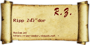 Ripp Zádor névjegykártya